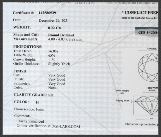 Brillant 585 Gold Ring; 0,22ct, Si1, DGI Zertifikat!